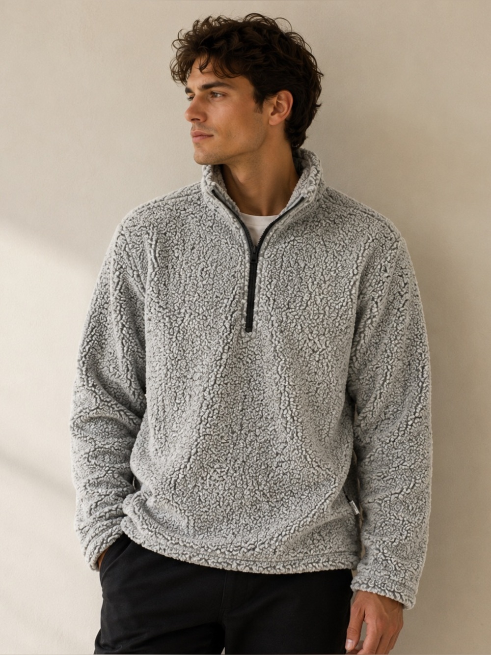 Weatherproof vintage men’s frosted Sherpa fleece pullover medium